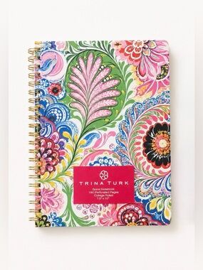Trina Turk Floral Multicolor Spiral Notebook with Gold Coil